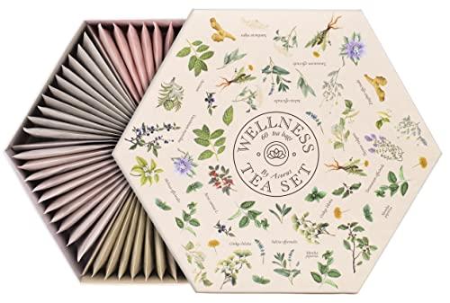 ACORUS | Set da tè benessere | Set regalo scatola di cesto di tè naturale assortito | Scatola di selezione grande | Set tè regalo | 60 bustine di tè | 6 tisane funzionali