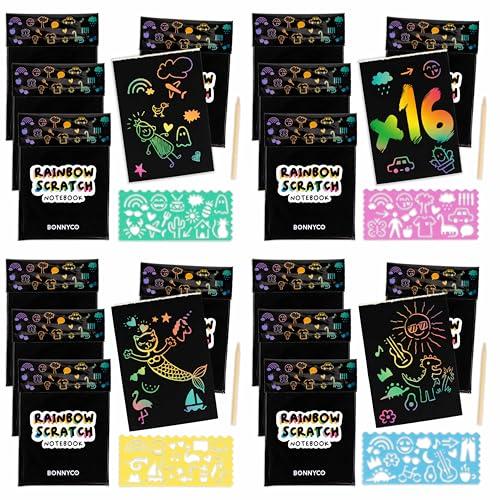 BONNYCO Scratch Art Bambini, 16 Set con Quaderno da Grattare