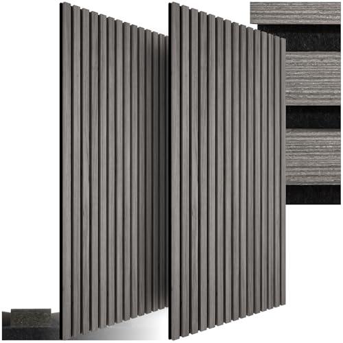 TecTake® Set di 2 Pannelli Acustici Effetto Legno - Rovere Grigio Chiaro