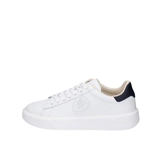 Blauer Sneakers Buck01 in Pelle Bianca e Blu Navy