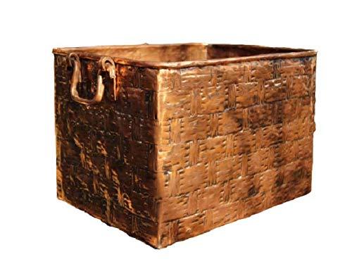 Cesto Porta Legna in Rame Cesellato - Eleganza Artigianale Italiana