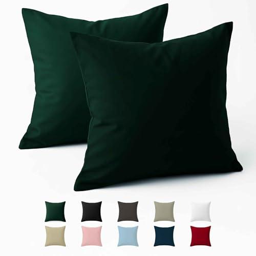 Set di 2 Federe 60x60 cm in Cotone Rinforzato Verde Dreamzie