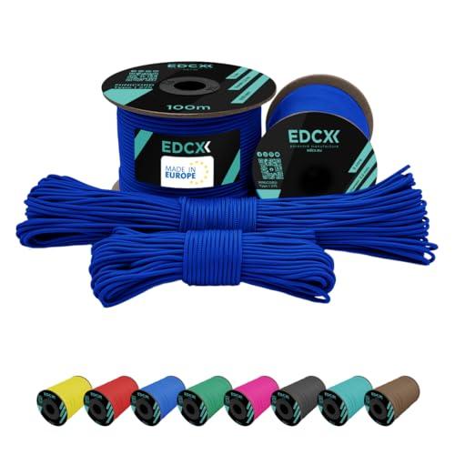 EDCX Paracord 275 in Nylon 2mm - Corda Multifunzione per Esterni e Artigianato (Blu, 15m)