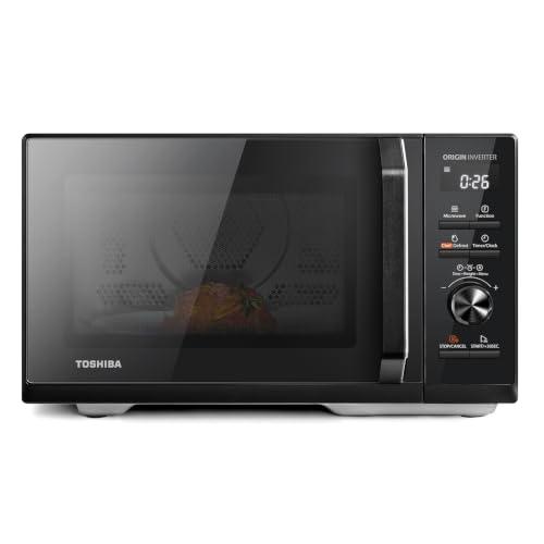 Toshiba 6-in-1 Microonde Combinato con AirFry, 26 Litri, Chef Defrost, 10 Livelli di Potenza, Menu Automatici, Microonde 900W, Grill 1000W, Nero-MW3-AC26SFI(BK)