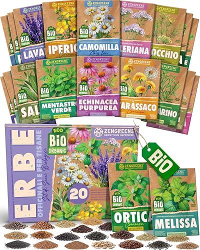 ZenGreens® - Set di Semi di Erbe Officinali e per Tisane bio (20 pezzi)