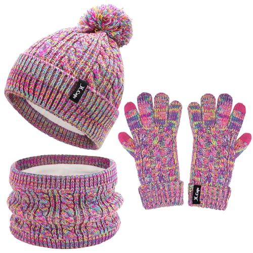 ZASFOU Set Invernale Bambino: Cappello, Sciarpa e Guanti Touch Screen