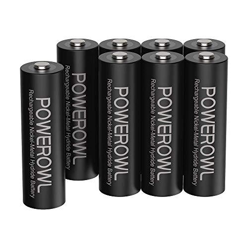 POWEROWL Batterie Ricaricabili AA 2800mAh (Confezione da 8)