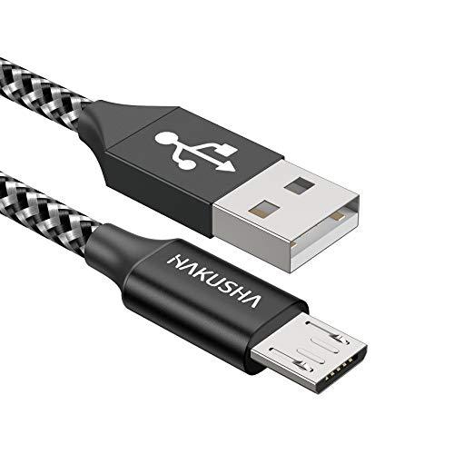 Cavo Micro USB, [2M] Nylon Intrecciato, Android Trasferimento Dati e Ricarica Rapida Compatibile con Samsung S5/S6/S7, Huawei, HTC,LG,Kindle, PS4