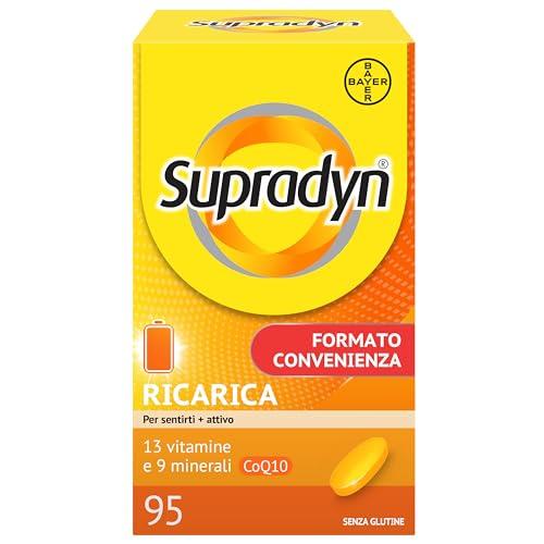 Supradyn Ricarica Multivitaminico Completo Vitamine e Minerali per Adulti, Integratore Vitamine A, B, C, D3, E, K, Magnesio, Calcio, Zinco, Selenio e CoEnzima Q10, 95 Compresse Rivestite