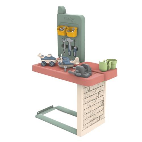 Smoby Life - Laboratorio da giardino - Adatto a molte case - Fai da te - 39 accessori inclusi - Costruisci il tuo veicolo - Materiali riciclati - Dai 2 anni in su - Prodotto in Francia