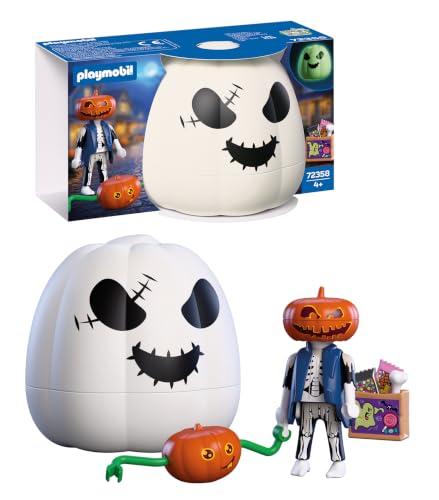 PLAYMOBIL | Halloween | Zucca: Testa di zucca | Personaggio zucca luminoso con baby zucca, dolcetti e zucca-contenitore | Per bambini dai 4 anni in su | 72358