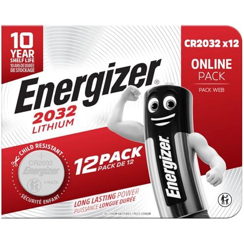 Energizer Lithium - Batteria CR2032 (Confezione da 12) - Batterie a Bottone - AirTag, chiavi auto, dispositivi domestici, sportivi e medici - 10 anni di conservazione [Esclusiva Amazon]