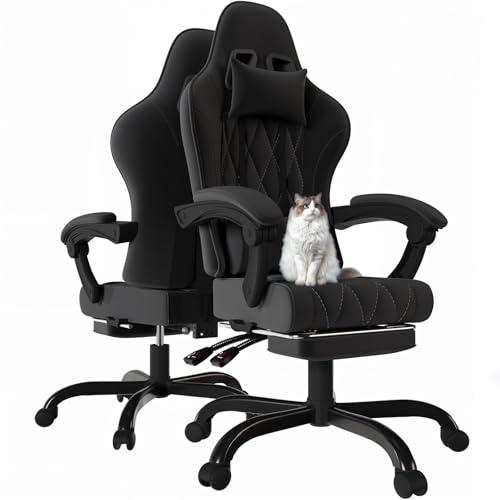 JUMMICO Sedia Gaming Ergonomica con Massaggio Lombare e Poggiapiedi - Tessuto Traspirante, Comfort e Stile