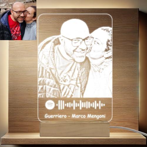 Lampada LED personalizzata con foto, logo, frase o Spotify