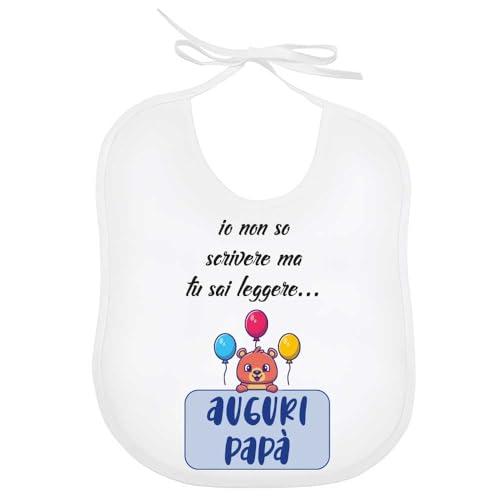 La Ruotante Bavaglino in 100% cotone bavetta papà amore cuore aggiustarlo braccia cocco leggere auguri regalo nascita (6)