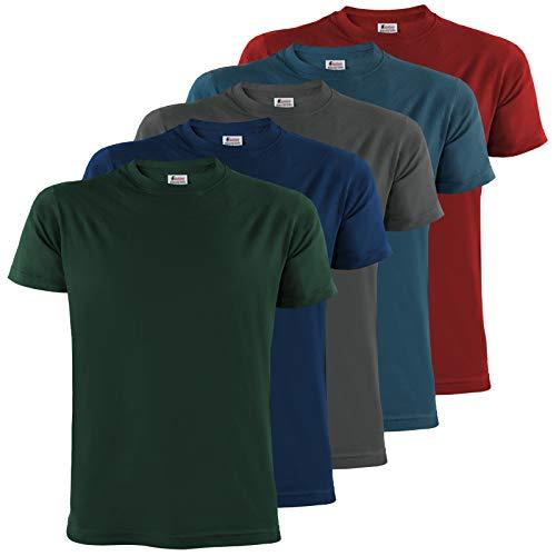 ALPIDEX T-Shirt Uomo - Confezione da 5 - Girocollo - Earth - XXXL