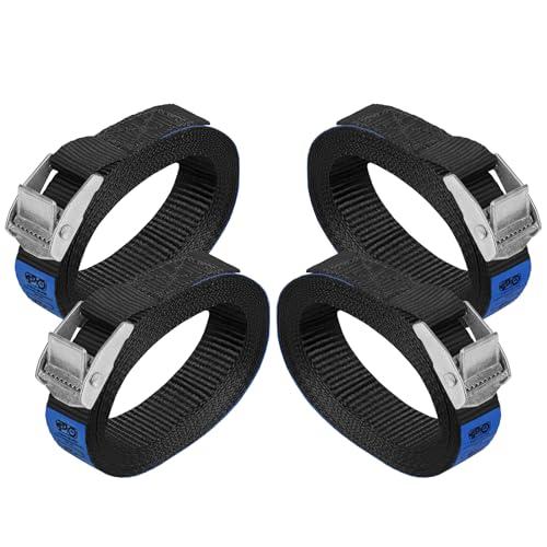 Cinghie di Fissaggio con Fibbia - Set da 4, Nero