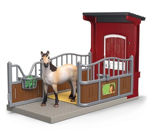 SCHLEICH 42724 Box para ponis con yegua Mustang, da 3 Anni, Farm World - playset, 19 Pezzi