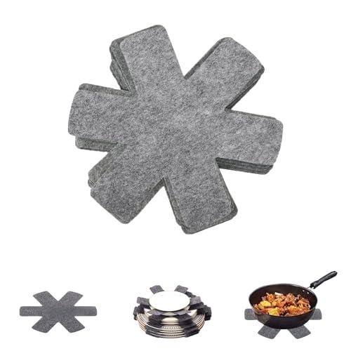 SNZ Proteggi Pentole in Feltro 10 Pezzi - Sottopentola Antiscivolo 26cm per Padelle, Pentole e Stoviglie - Salvapadelle per Proteggere Mobili e Prolungare la Vita Utile - Grigio