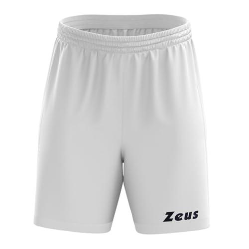 Pantaloncini Sportivi Mida Zeus Unisex - Shorts Leggeri e Traspiranti per Calcio, Running, Palestra e Fitness - Design Comodo con Vita Elastico (IT, Testo, M, Regular, Regular, M, Bianco)