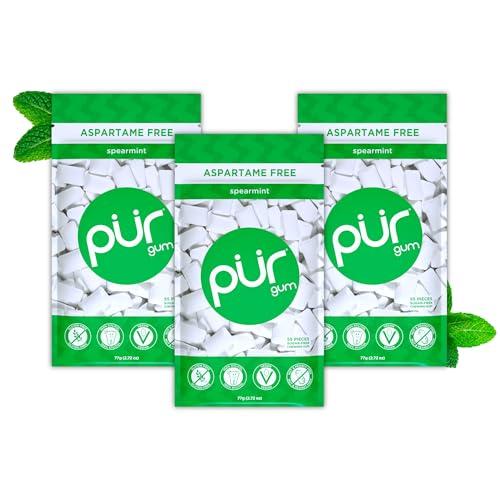 PUR Gum Spearmint - Gomma da Masticare Senza Zucchero allo Xilitolo (3x55 Pezzi)
