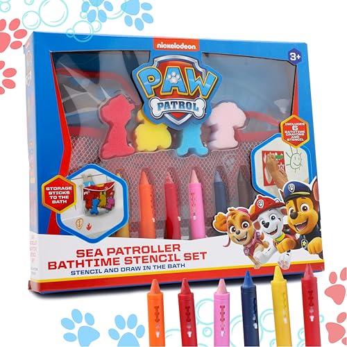 Toyland® Paw Patrol Sea Patroller Set di pastelli e stencil - Giocattoli da bagno - Adatto dai 3 anni in su