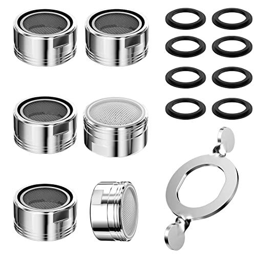 Fousenuk 6 pezzi Rompigetto Rubinetto, Aeratore Rubinetto M24 Filtro Rubinetto con 8 Guarnizioni e 1 Chiave Cromata, Filtri Rubinetti Lavandino a Risparmio Idrico per Bagni e Cucine
