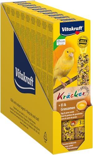 Vitakraft Kräcker, Bastoncini da sgranocchiare per canarini, con Uovo e Semi di Prato, con vitamine e minerali, per divertirsi a Lungo sgranocchiando, Senza l'aggiunta di zuccheri (10x 54g)