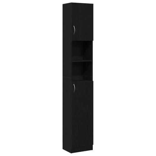 vidaXL Mobile da Bagno Rovere Nero in Legno Multistrato
