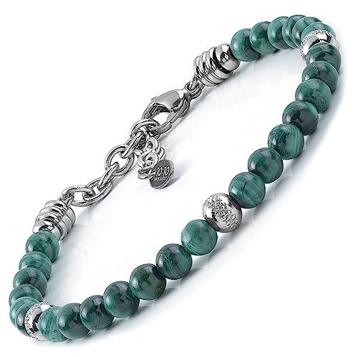 10:10 Bracciale Malachite Acciaio Inox - Eleganza Naturale Made in Italy