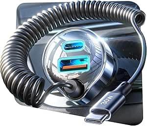 LISEN Caricabatteria da Auto Ricarica Rapida 65W+30W USB C Cavo Accendisigari da Auto Tipo C PD&QC 3.0 Adattatore Caricabatteria da Auto per iPhone 16 15 14 Pro MAX, Galaxy S24 S23 Xiaomi, iPad