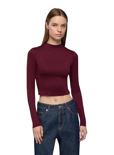 TERRANOVA T-Shirt Donna Crop a Lupetto Bordeaux XS