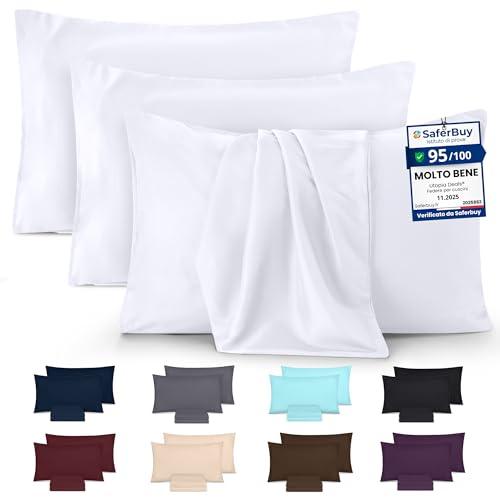 Utopia Bedding - Set di 4 Federe 50x80 cm in Microfibra Spazzolata - Bianco