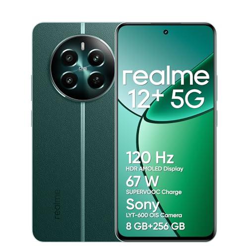 realme 12+ 5G Smartphone 8+256 GB con NFC, Sony LYT-600 OIS, Chipset Dimensity 7050 5G, Display AMOLED da 120 Hz, Smart Touch antipioggia, SUPERVOOC da 67 W, Pioneer Green (no adapter)