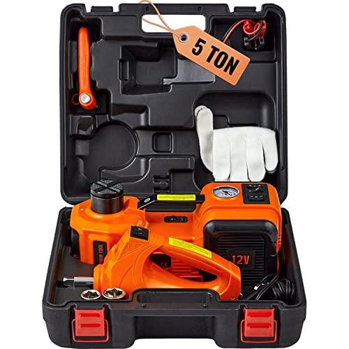 VEVOR Kit Martinetto Idraulico Elettrico 5T con Avvitatore e Gonfiatore Pneumatici Integrati