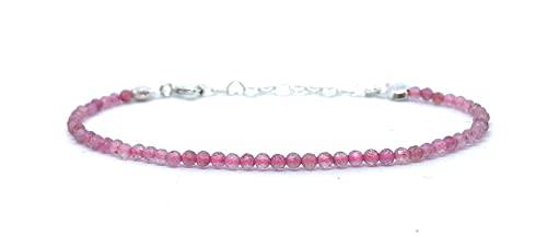 Bracciale da donna in quarzo fragola con pietre naturali semipreziose in argento 925