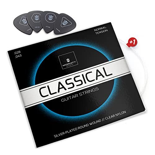 MORIATY® Corde per Chitarra Classica e Acustica - Set di 6 Corde in Nylon