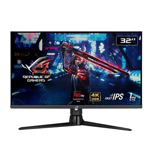 ASUS ROG Strix XG32UQ Monitor Gaming 32”, 4K UHD, IPS Veloce, 160 Hz (OC), 1 ms GTG, NVIDIA G-SYNC, FreeSync Premium Pro, Overdrive Variabile, DisplayHDR 600, 96% DCI-P3, HDMI, DisplayPort, Nero