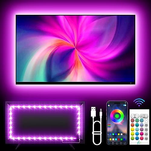 KANTUTOE TV Lights, 4m LED Lights for 32-55 Inch TV, RGB TV LED Lights Behind, Music Sync Bluetooth APP and Remote Control TV LED Strip Lights USB Powered for Gaming/Bedroom