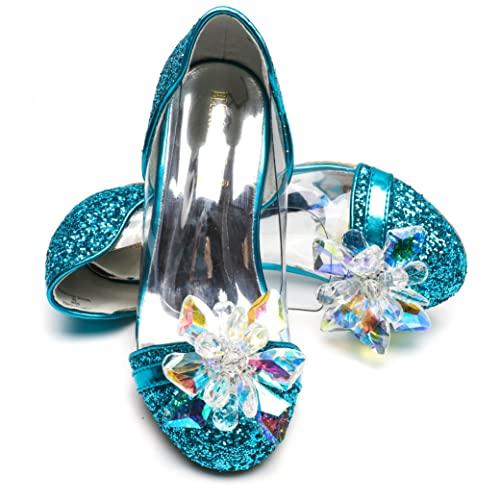 ELSA & ANNA Scarpe da Principessa con Tacco per Bambina, Blu Glitterato
