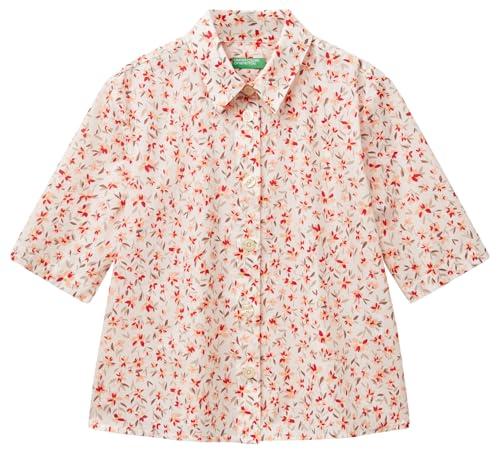 United Colors of Benetton Camicia in Mussola di Cotone Stampata Multicolor
