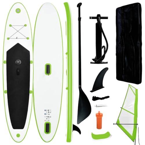vidaXL Set Tavola Gonfiabile da SUP con Vela Verde e Bianco
