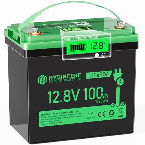 HYSINCERE Batteria Litio Mini LiFePO4 12V 100Ah con LED