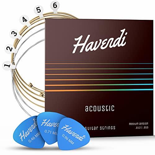 Corde per Chitarra Acustica Havendi - Set da 6 Corde con 3 Plettri