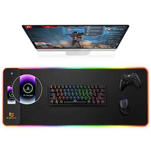 Gimars Tappetino Mouse Gaming RGB con Ricarica Wireless 15W