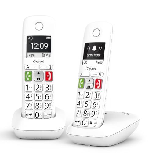 Gigaset E290 Duo Telefono Cordless con Ampio Display, Bianco