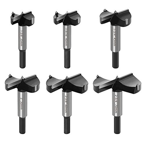 ASNOMY Set di 6 punte Forstner per Legno in acciaio al tungsteno, sega a tazza e Legno Drill Bits Set per legno duro, plastica e compensato - con 35/40/45/50/60/70 mm