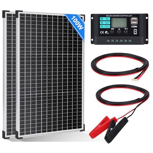 Kit Pannello Solare 100W 12V DERUXI con Regolatore di Carica 10A e Cavi