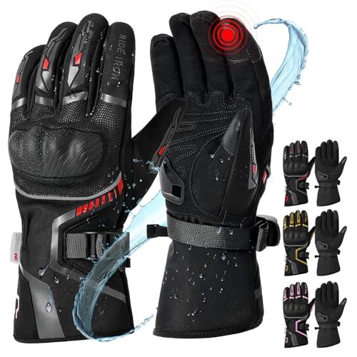 RIDEIRON Guanti Moto Invernali Uomo Donna Touchscreen Nero M