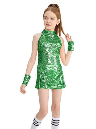 LOLANTA Costume da Ballo con Paillettes Verde 12-13 Anni